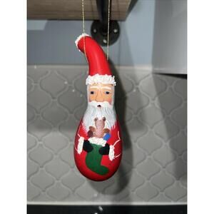 Vintage Small Handpainted Santa Gourd Christmas Ornament Christmas holiday